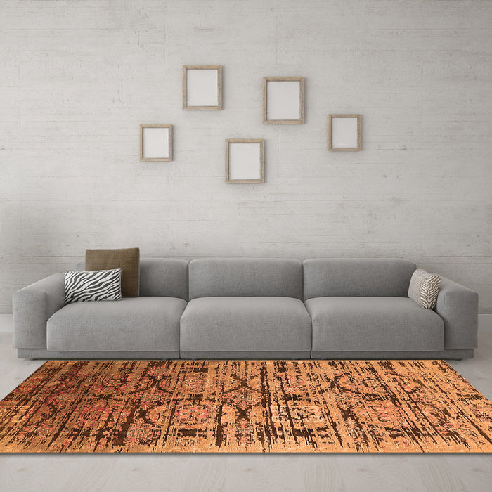 Machine Washable Oriental Orange Industrial Area Rugs in a Living Room, wshurb1773org