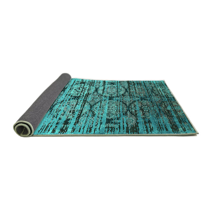 Sideview of Oriental Turquoise Industrial Rug, urb1773turq