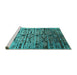 Sideview of Machine Washable Oriental Turquoise Industrial Area Rugs, wshurb1773turq