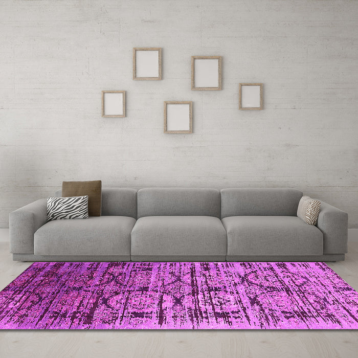 Machine Washable Oriental Pink Industrial Rug in a Living Room, wshurb1773pnk