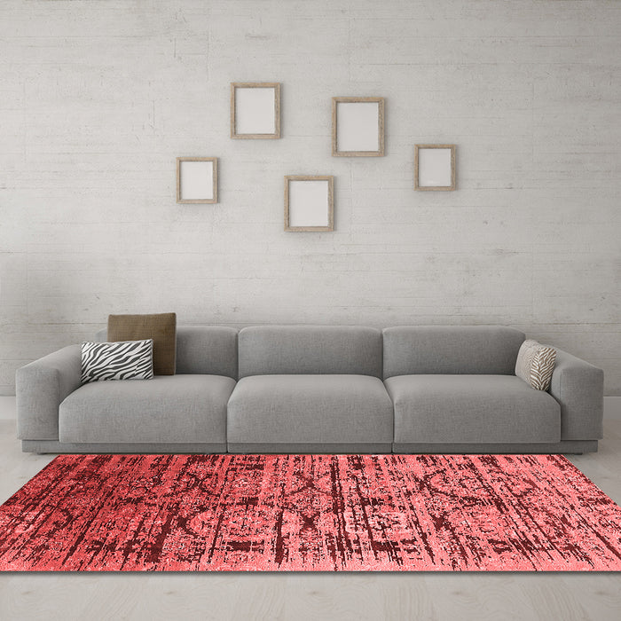 Industrial Red Washable Rugs