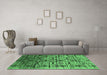 Machine Washable Oriental Emerald Green Industrial Area Rugs in a Living Room,, wshurb1773emgrn