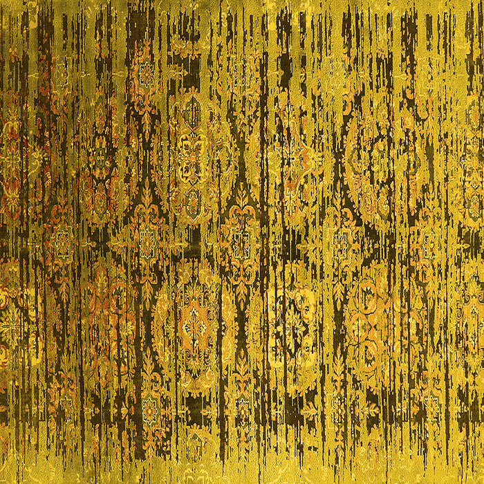 Square Machine Washable Oriental Yellow Industrial Rug, wshurb1773yw