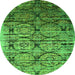 Round Oriental Green Industrial Rug, urb1773grn