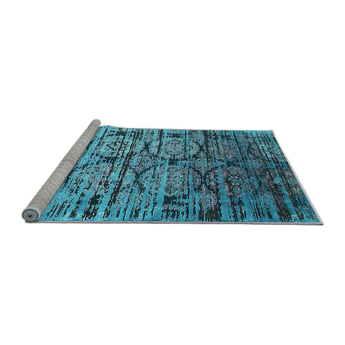 Sideview of Machine Washable Oriental Light Blue Industrial Rug, wshurb1773lblu