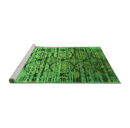 Sideview of Machine Washable Oriental Green Industrial Area Rugs, wshurb1773grn