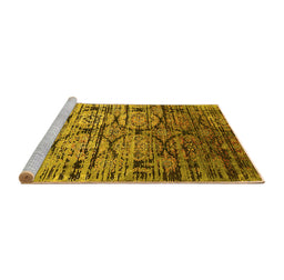 Sideview of Machine Washable Oriental Yellow Industrial Rug, wshurb1773yw