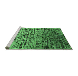 Sideview of Machine Washable Oriental Emerald Green Industrial Area Rugs, wshurb1773emgrn