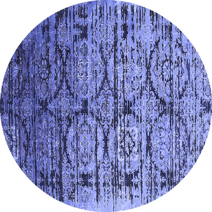 Round Oriental Blue Industrial Rug, urb1773blu