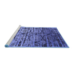 Sideview of Machine Washable Oriental Blue Industrial Rug, wshurb1773blu