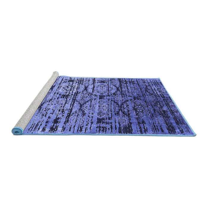 Sideview of Machine Washable Oriental Blue Industrial Rug, wshurb1773blu
