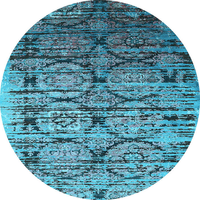 Round Oriental Light Blue Industrial Rug, urb1773lblu