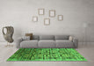 Machine Washable Oriental Green Industrial Area Rugs in a Living Room,, wshurb1773grn