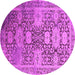 Round Machine Washable Oriental Pink Industrial Rug, wshurb1774pnk