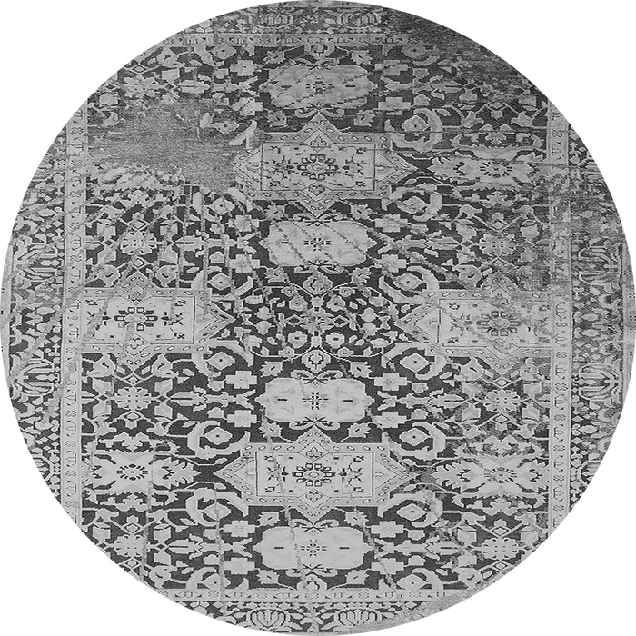 Round Oriental Gray Industrial Rug, urb1774gry
