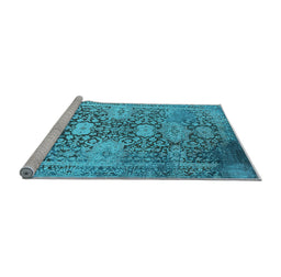 Sideview of Machine Washable Oriental Light Blue Industrial Rug, wshurb1774lblu