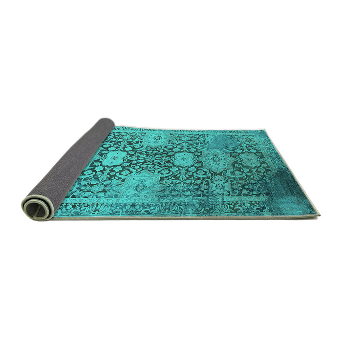 Sideview of Oriental Turquoise Industrial Rug, urb1774turq