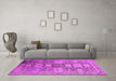 Machine Washable Oriental Pink Industrial Rug in a Living Room, wshurb1774pnk