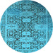 Round Oriental Light Blue Industrial Rug, urb1774lblu