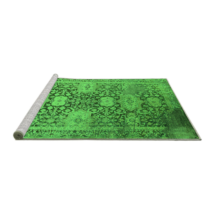 Sideview of Machine Washable Oriental Green Industrial Area Rugs, wshurb1774grn