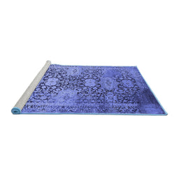 Sideview of Machine Washable Oriental Blue Industrial Rug, wshurb1774blu