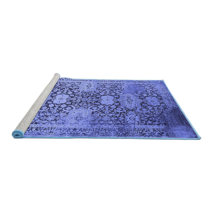 Sideview of Machine Washable Oriental Blue Industrial Rug, wshurb1774blu
