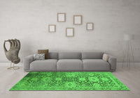 Machine Washable Oriental Green Industrial Rug, wshurb1774grn