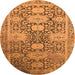 Round Machine Washable Oriental Orange Industrial Area Rugs, wshurb1774org