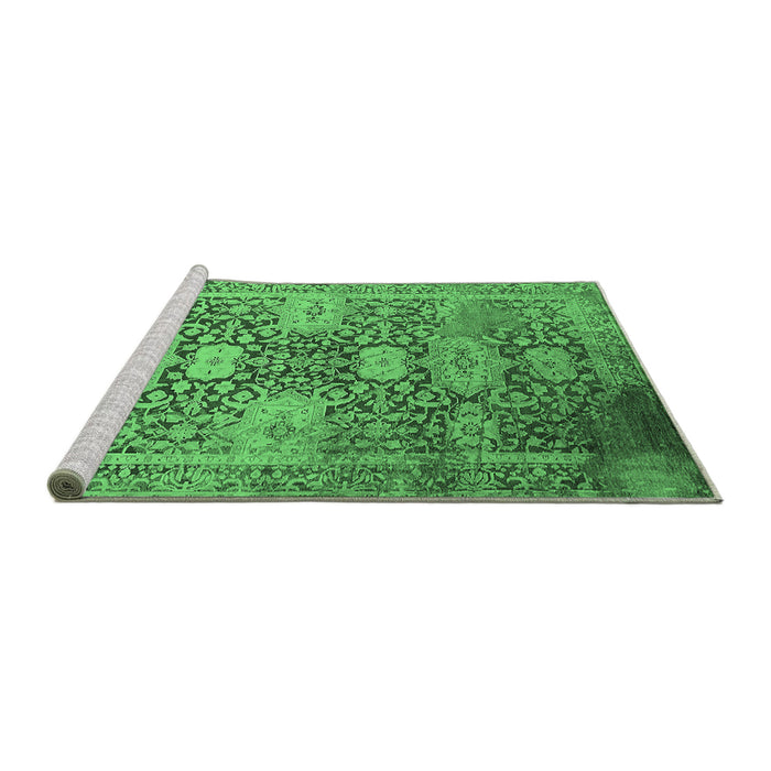 Sideview of Machine Washable Oriental Emerald Green Industrial Area Rugs, wshurb1774emgrn
