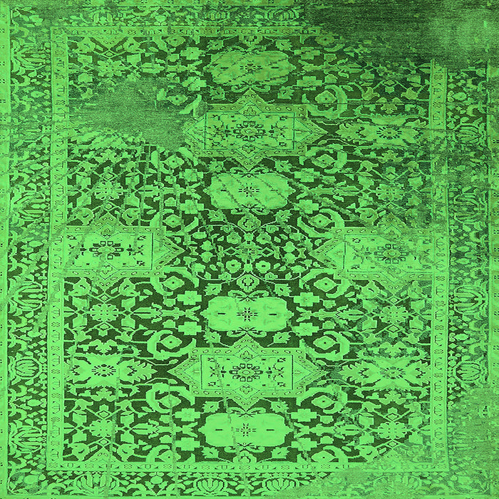 Square Machine Washable Oriental Green Industrial Area Rugs, wshurb1774grn