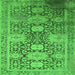 Square Machine Washable Oriental Green Industrial Area Rugs, wshurb1774grn