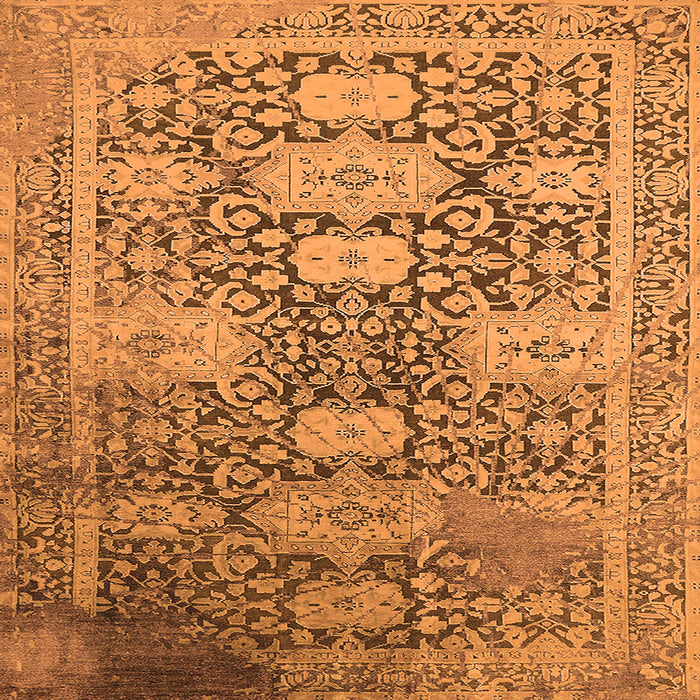 Square Machine Washable Oriental Orange Industrial Area Rugs, wshurb1774org