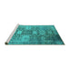 Sideview of Machine Washable Oriental Turquoise Industrial Area Rugs, wshurb1774turq