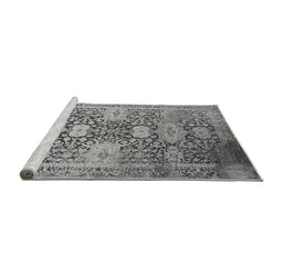 Sideview of Machine Washable Oriental Gray Industrial Rug, wshurb1774gry