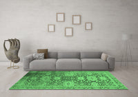 Machine Washable Oriental Emerald Green Industrial Rug, wshurb1774emgrn