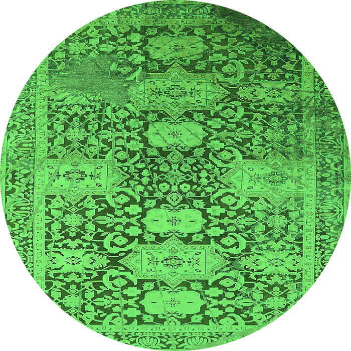 Round Oriental Green Industrial Rug, urb1774grn