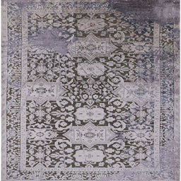 Square Mid-Century Modern Carbon Gray Oriental Rug, urb1774