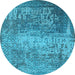 Round Oriental Light Blue Industrial Rug, urb1775lblu