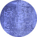 Round Oriental Blue Industrial Rug, urb1775blu