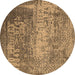 Round Oriental Brown Industrial Rug, urb1775brn