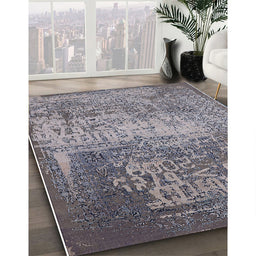Mid-Century Modern Gray Oriental Rug in Family Room, urb1775