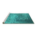 Sideview of Machine Washable Oriental Turquoise Industrial Area Rugs, wshurb1775turq