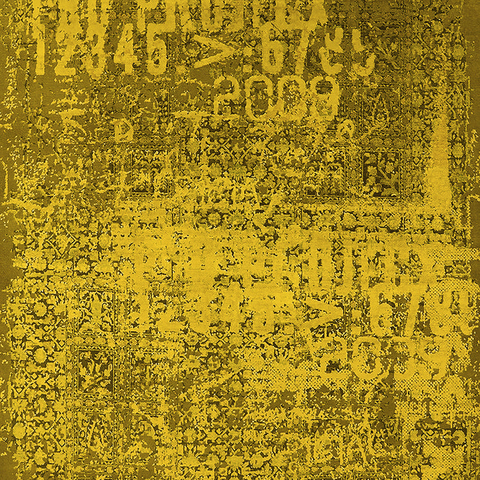 Machine Washable Oriental Yellow Industrial Rug, wshurb1775yw