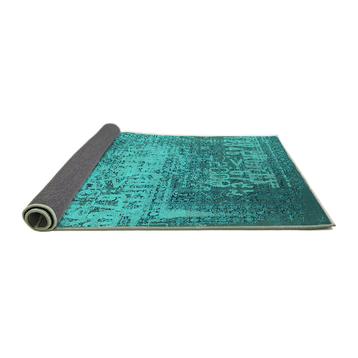 Sideview of Oriental Turquoise Industrial Rug, urb1775turq