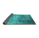 Sideview of Oriental Turquoise Industrial Rug, urb1775turq