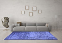 Machine Washable Oriental Blue Industrial Rug, wshurb1775blu