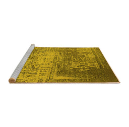 Sideview of Machine Washable Oriental Yellow Industrial Rug, wshurb1775yw