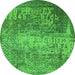 Round Oriental Green Industrial Rug, urb1775grn