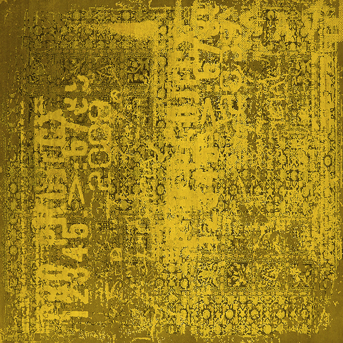 Square Machine Washable Oriental Yellow Industrial Rug, wshurb1775yw