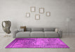 Machine Washable Oriental Pink Industrial Rug in a Living Room, wshurb1775pnk